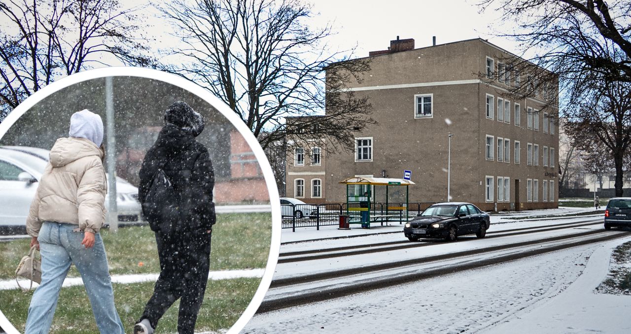 Pierwszy śnieg w tym sezonie zimowym w Pile. 
