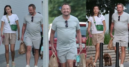 Marek Kościkiewicz spaceruje z młodszą o 28 lat partnerką i stroi miny do fotografów. Ładnie razem wyglądają? (ZDJĘCIA)