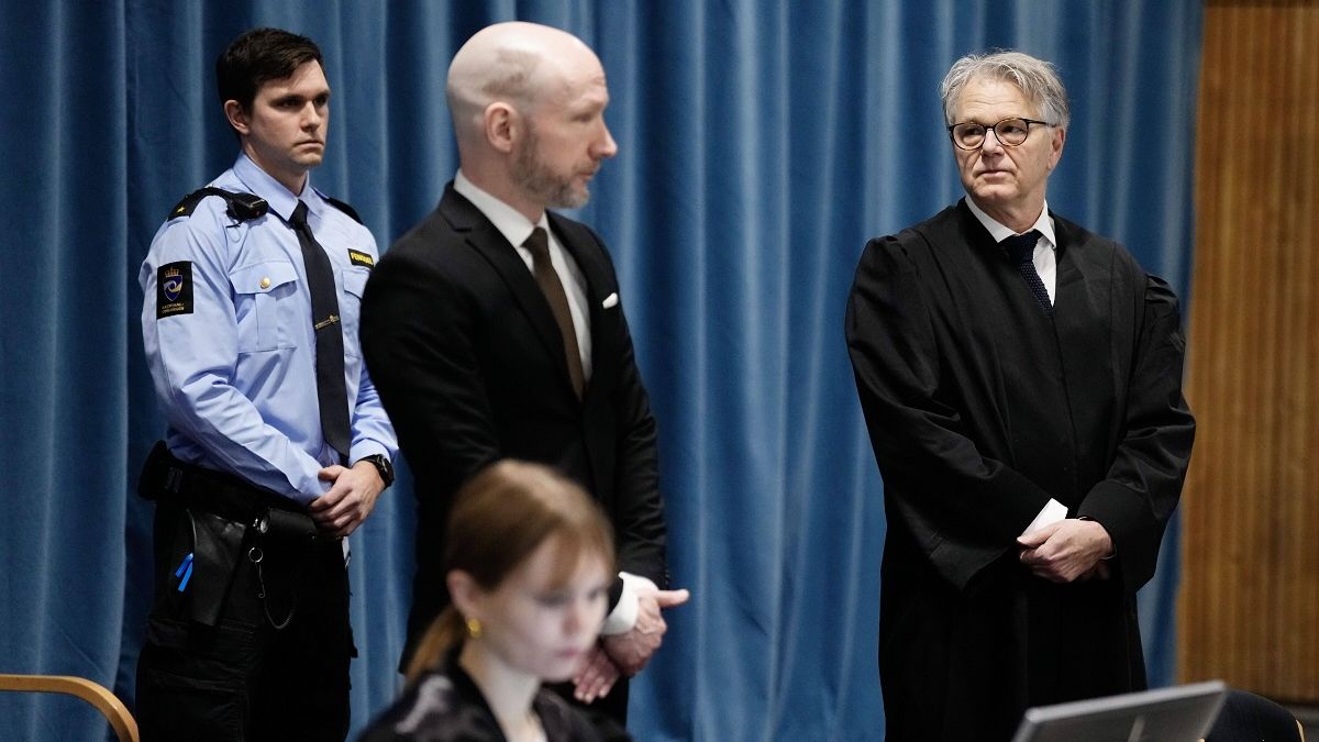 Anders Breivik podczas wtorkowej rozprawy.