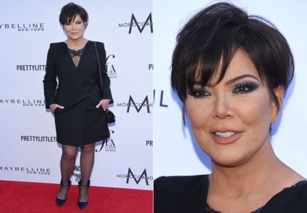 Naciągnięta Kris Jenner pozuje na ściance