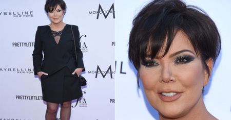 Naciągnięta Kris Jenner pozuje na ściance