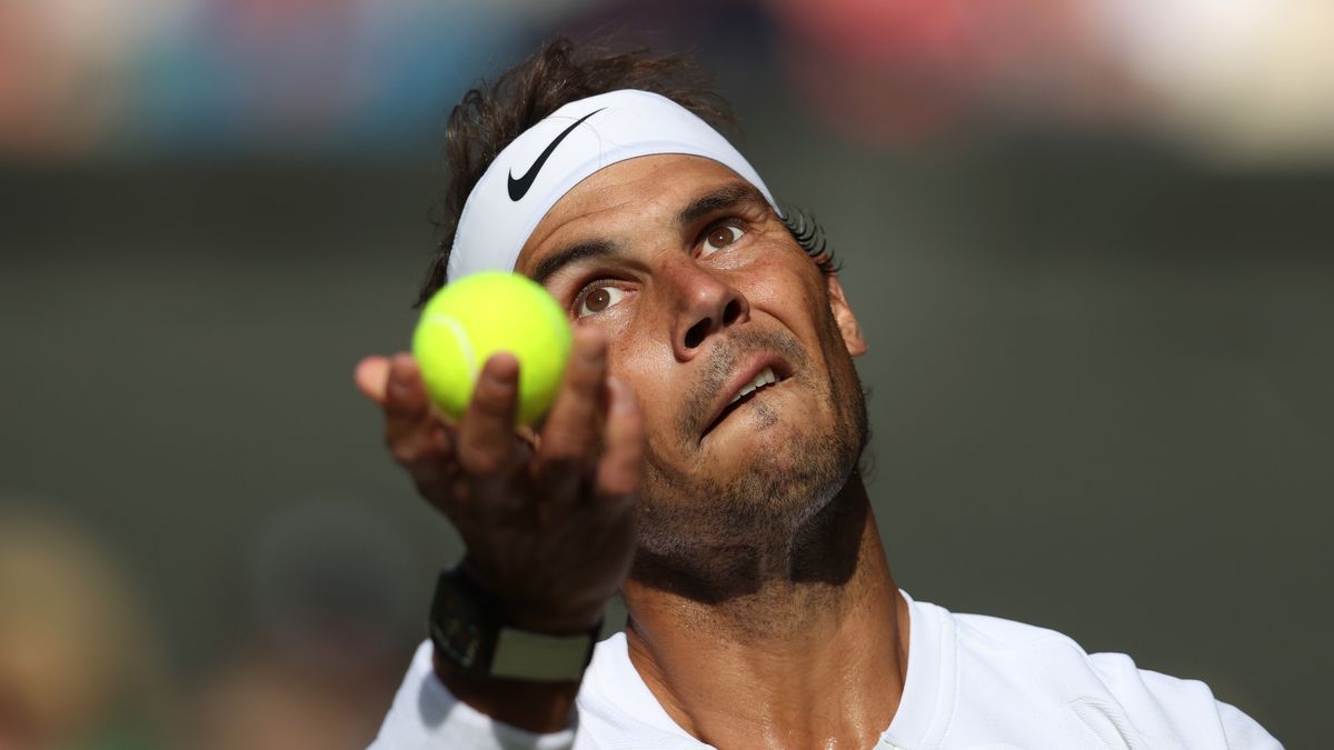 LONDON, ENGLAND - JUNE 30: Rafael Nadal of Spain during his match against Ricardas Berankis of Lithuania during their Gentlemen's Singles Second Round match during day four of The Championships Wimbledon 2022 at All England Lawn Tennis and Croquet Club on June 30, 2022 in London, England. (Photo by Rob Newell - CameraSport via Getty Images)