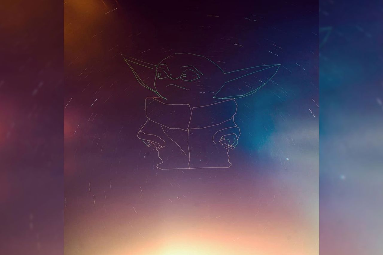 Baby Yoda pojawił się na niebie za sprawą dronów