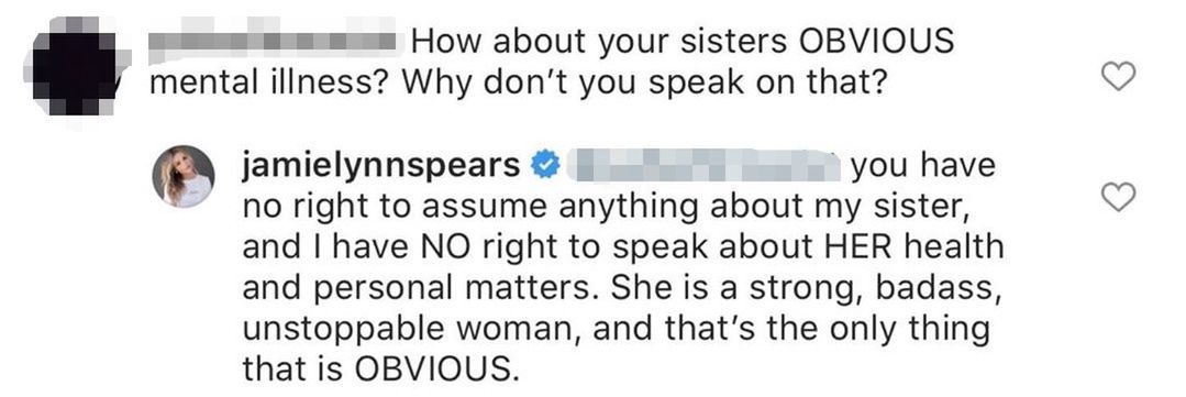 Komentarz Jamie Lynn Spears na Instagramie