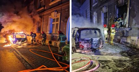 Pożar w centrum Krakowa. Spłonęło auto, zagrożona była kamienica