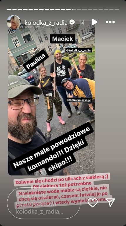 Agnieszka Kołodziejska walczy z powodzią.
