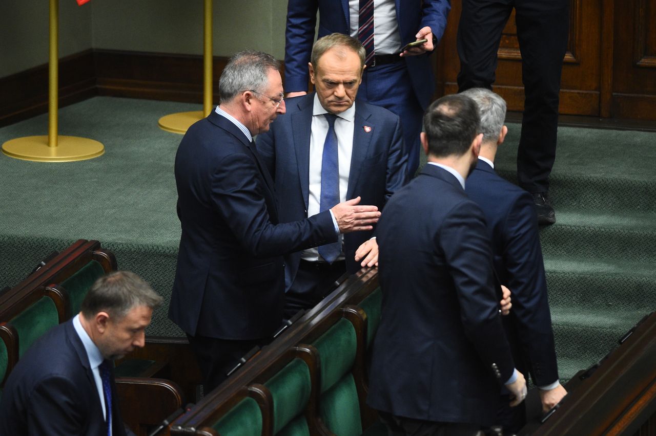 Na zdjęciu premier Donald Tusk i minister kultury Bartłomiej Sienkiewicz