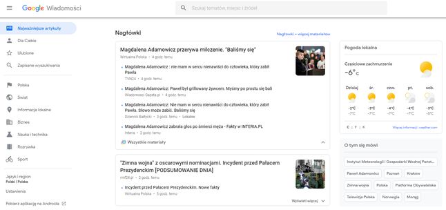 Wiadomości Google ułatwiają śledzenie bieżących informacji z wielu źródeł.