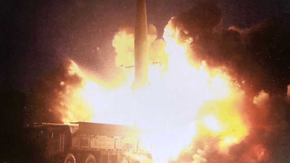 Le "nouveau type d'arme tactique guidée» missile nord-coréenLe "nouveau type d'arme tactique guidée", missile nord-coréen 25 juillet 2019, Corée du Nord. (Photo by API/Gamma-Rapho via Getty Images)API