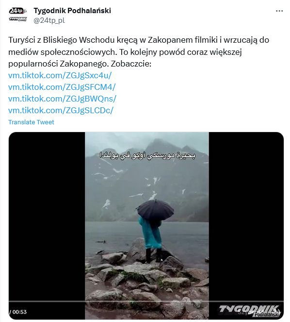 Turyści z Bliskiego Wschodu kręcą w Zakopanem filmiki i wrzucają do mediów społecznościowych. To kolejny powód coraz większej popularności Zakopanego - donosi "TP"