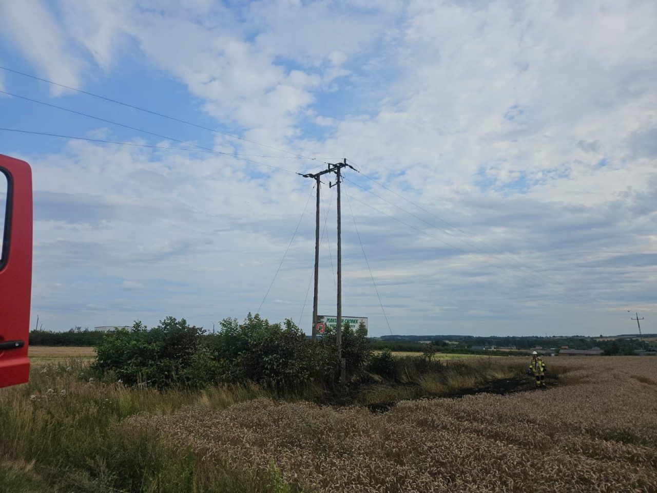 Przybysławice: Pożar zboża po uszkodzeniu linii energetycznej