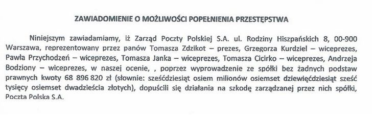 Wniosek związkowców do prokuratury z dnia 28 maja 2020 r.