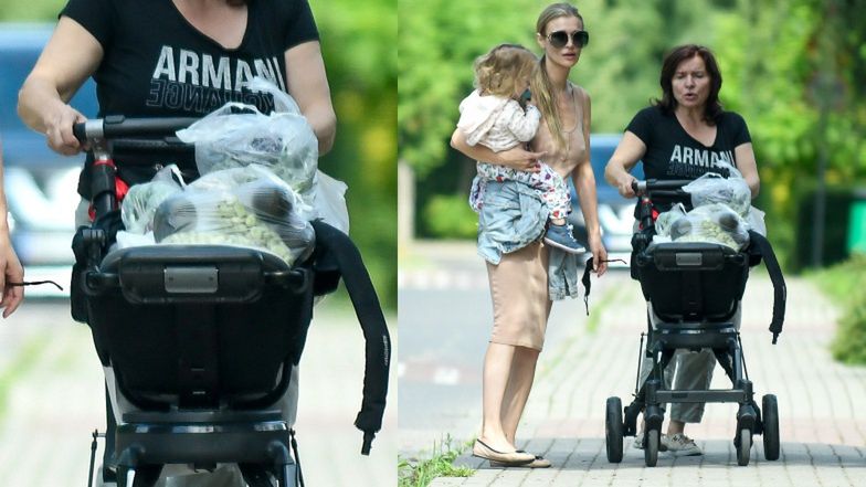 Joanna Krupa na spacerze z mamą i córką