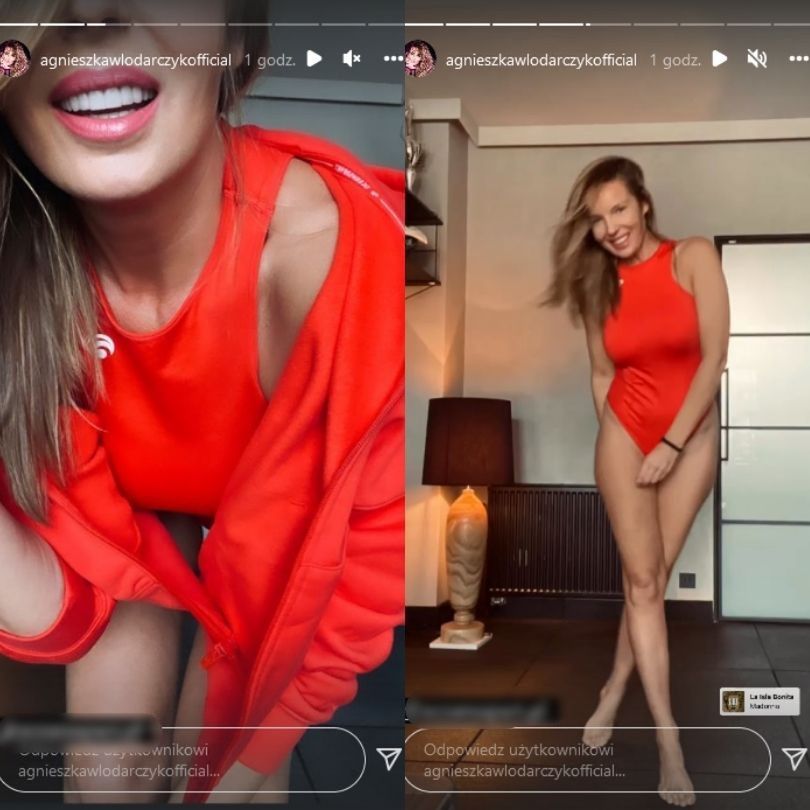 Agnieszka Włodarczyk chwali się sylwetką, pozując w czerwonym body