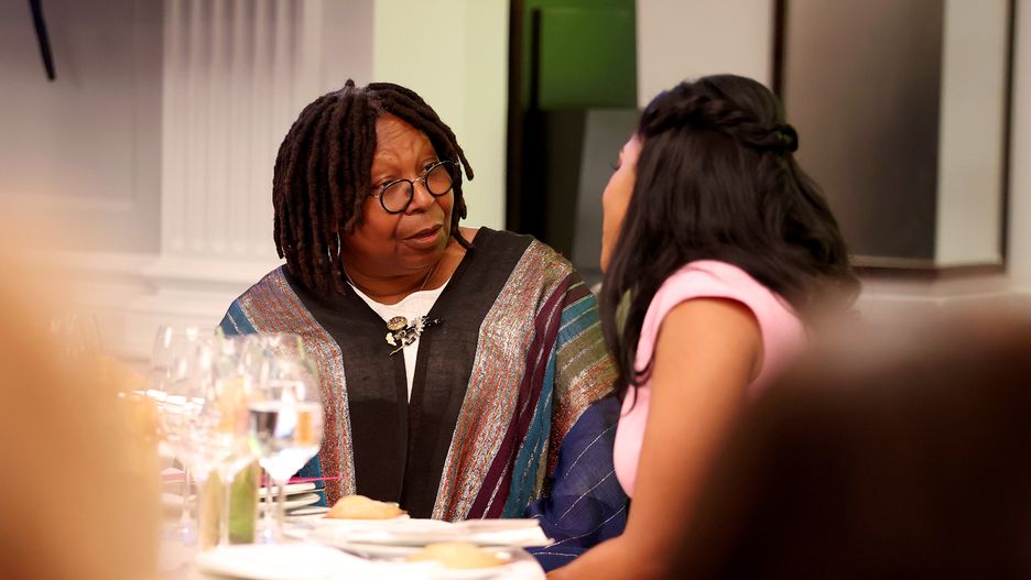 ColorComm 10 Year Anniversary LuncheonNEW YORK, NEW YORK - OCTOBER 01: Whoopi Goldberg (L) and ColorComm Founder and CEO Lauren Wesley Wilson speak during the ColorComm 10 Year Anniversary Luncheon at Daniel on October 01, 2021 in New York City. (Photo by Cindy Ord/Getty Images for ColorComm)Cindy Ord