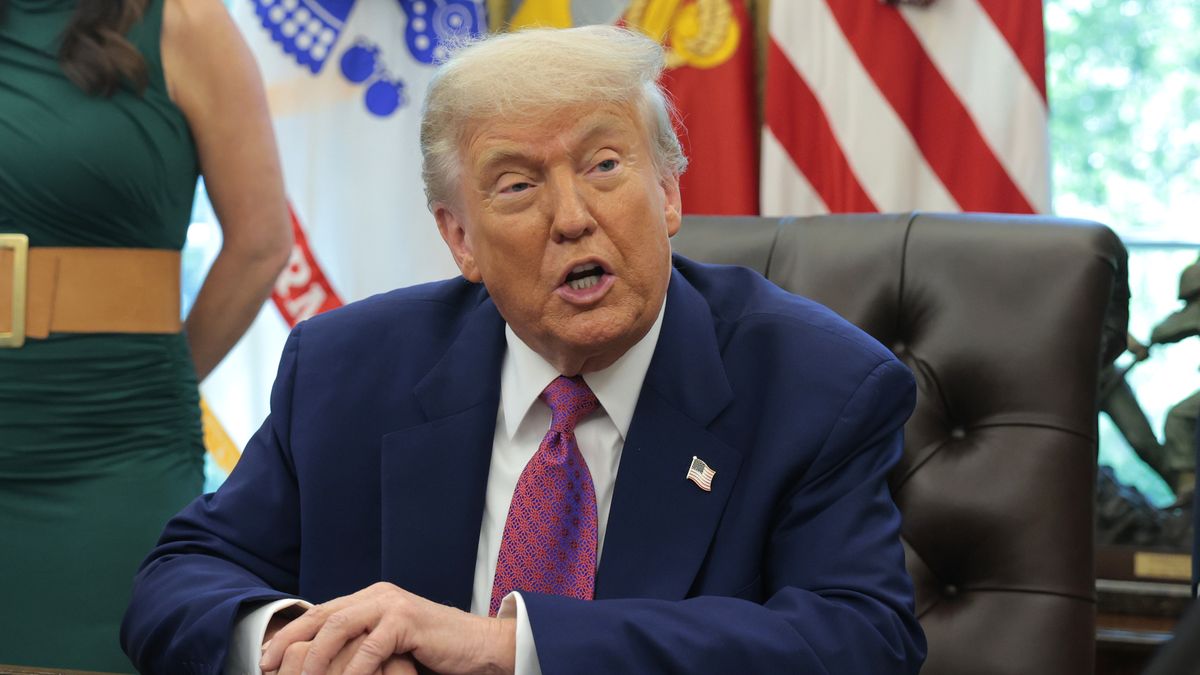 WASHINGTON, DC - JUNE 10: U.S. President Donald Trump delivers remarks on natural disaster preparedness in the Oval Office at the White House on June 10, 2025 in Washington, DC. Trump said he wants to eliminate the Federal Emergency Management Agency (FEMA) and return its function to the state level. (Photo by Anna Moneymaker/Getty Images)
