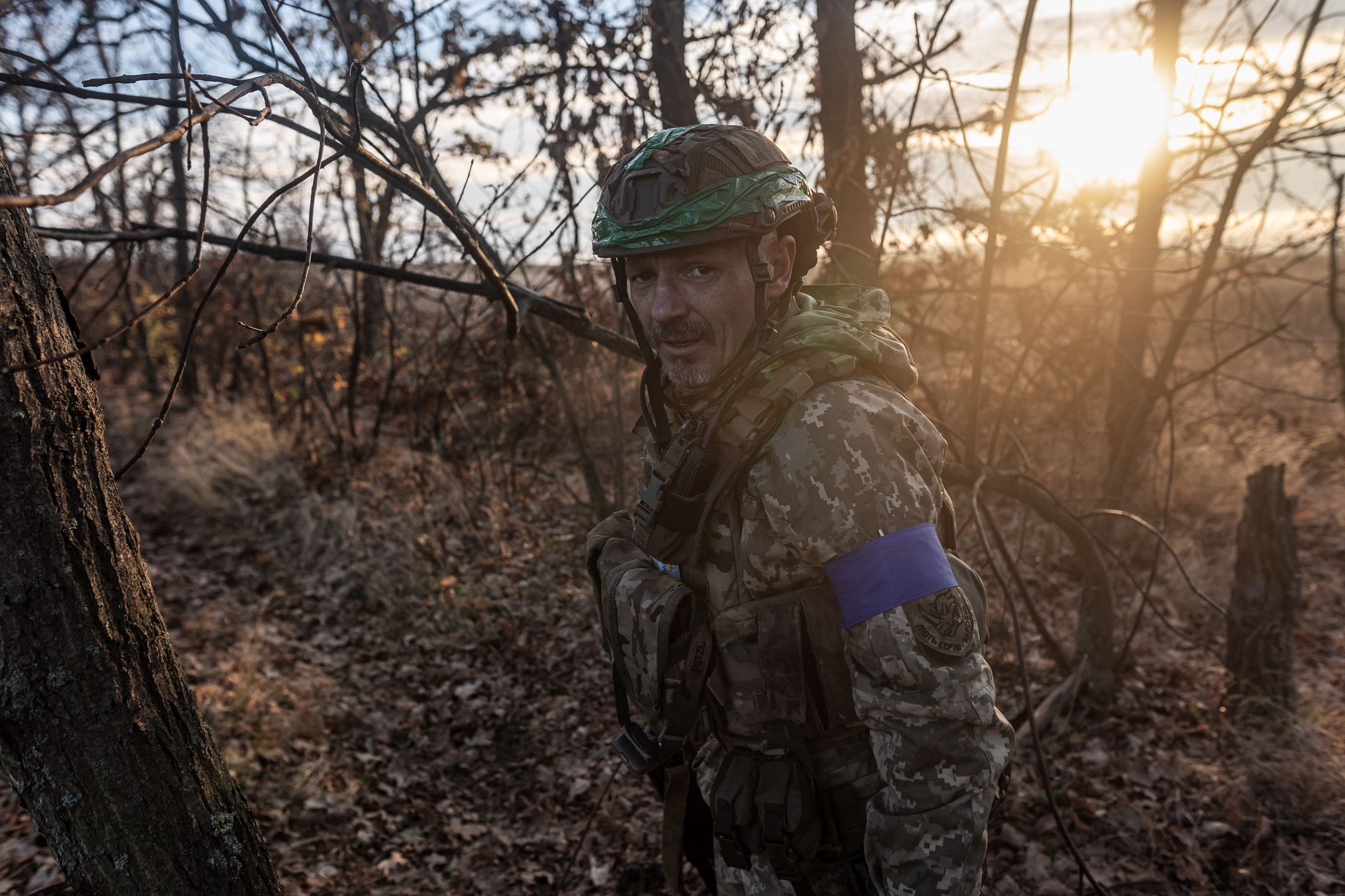 LUGANSK OBLAST, UKRAINE - NOVEMBER 14: Ukrainian soldier on his way to his infantry position in the direction of Lugansk Oblast, Ukraine on November 14, 2023. (Photo by Diego Herrera Carcedo/Anadolu via Getty Images)