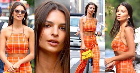 Emily Ratajkowski chwali się brzuchem i torebką "własnego projektu"