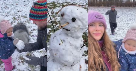Zimowe szaleństwa Antka Królikowskiego z Izą i córką: "PIERWSZY BAŁWANEK JADZI" (FOTO)