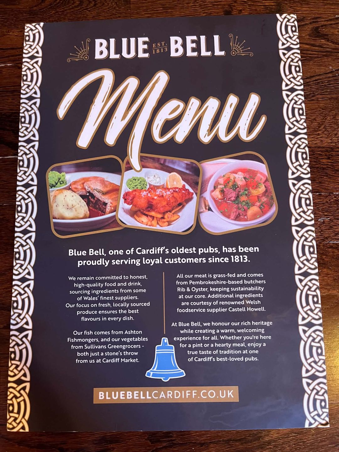 Menu w Blue Bell