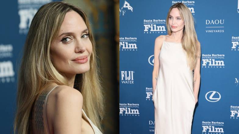 Angelina Jolie odsłoniła nagie plecy na Festiwalu Filmowym Santa Barbara. Aktorka wyeksponowała gigantyczny tatuaż