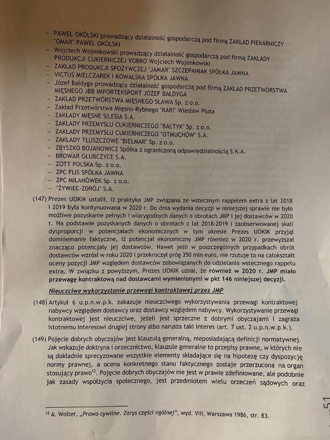 Fragment uzasadnienia o nałożeniu kary na Biedronkę. 