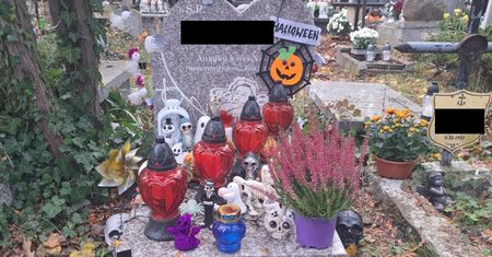 Dziecięcy grób na Halloween. Bliscy przyozdobili go w trupie czachy