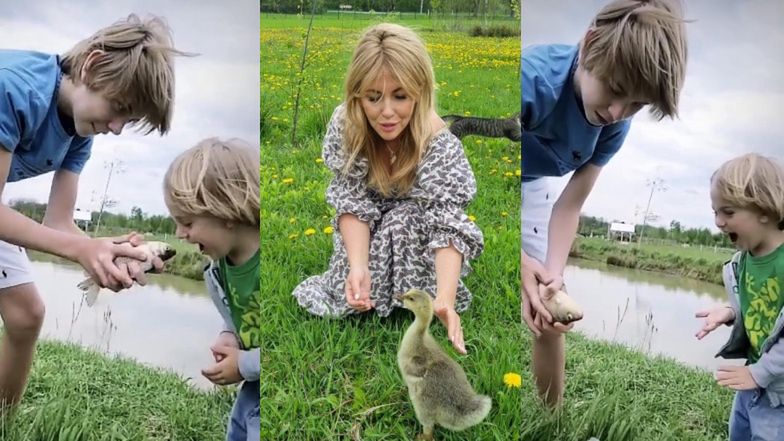 Agnieszka Amaro pokazuje życie w rodzinnej posiadłości i nagrywa BAWIĄCE SIĘ RYBĄ dzieci. Przesada? (FOTO)