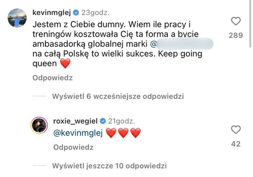 Kevin Mglej komentuje zdjęcie Roksany Węgiel