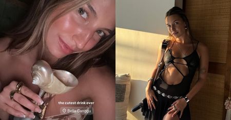 Odziana w śmiały top Julia Wieniawa śmiga skuterem
