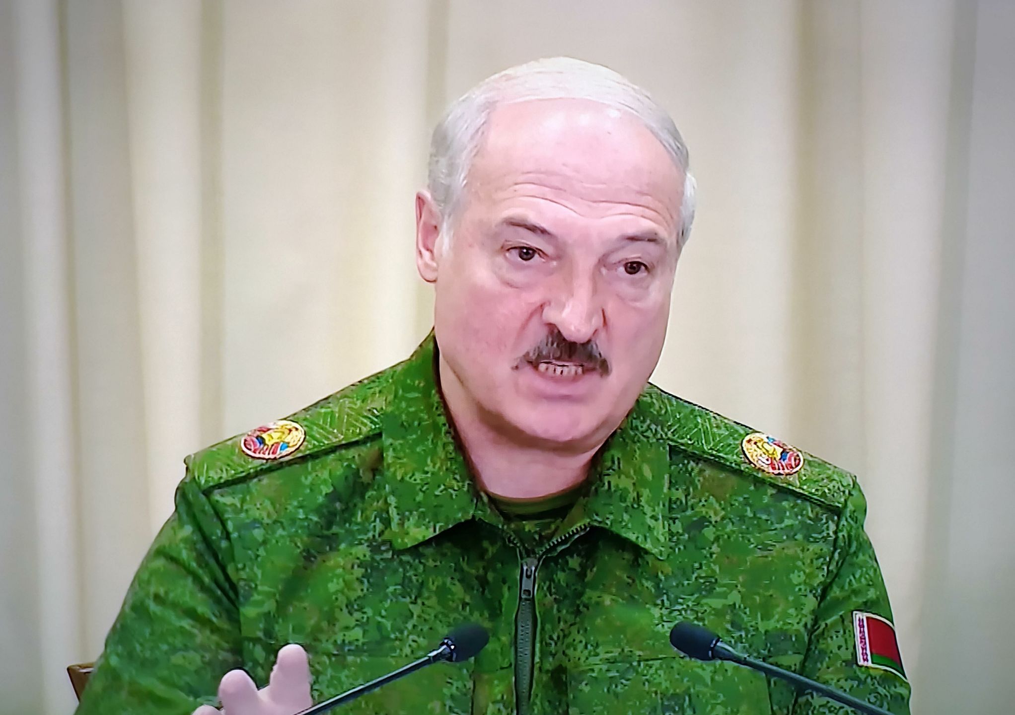Alexander Lukashenko
President of Belarus Alexander Lukashenko.
Tension on the western borders with Belarus.
Photo from the TV screen 08/22/2020.,Image: 554575886, License: Rights-managed, Restrictions: , Model Release: no, Credit line: Victor Lisitsyn / Russian Look / Forum
Victor Lisitsyn / Russian Look / Forum
Belarus, president, Alexander, Lukashenko, threat, country, external, Belarusians, appeal, appeals, situation, combat, readiness, army, 20200823_gaf_rl07_006.jpg, category_code_new