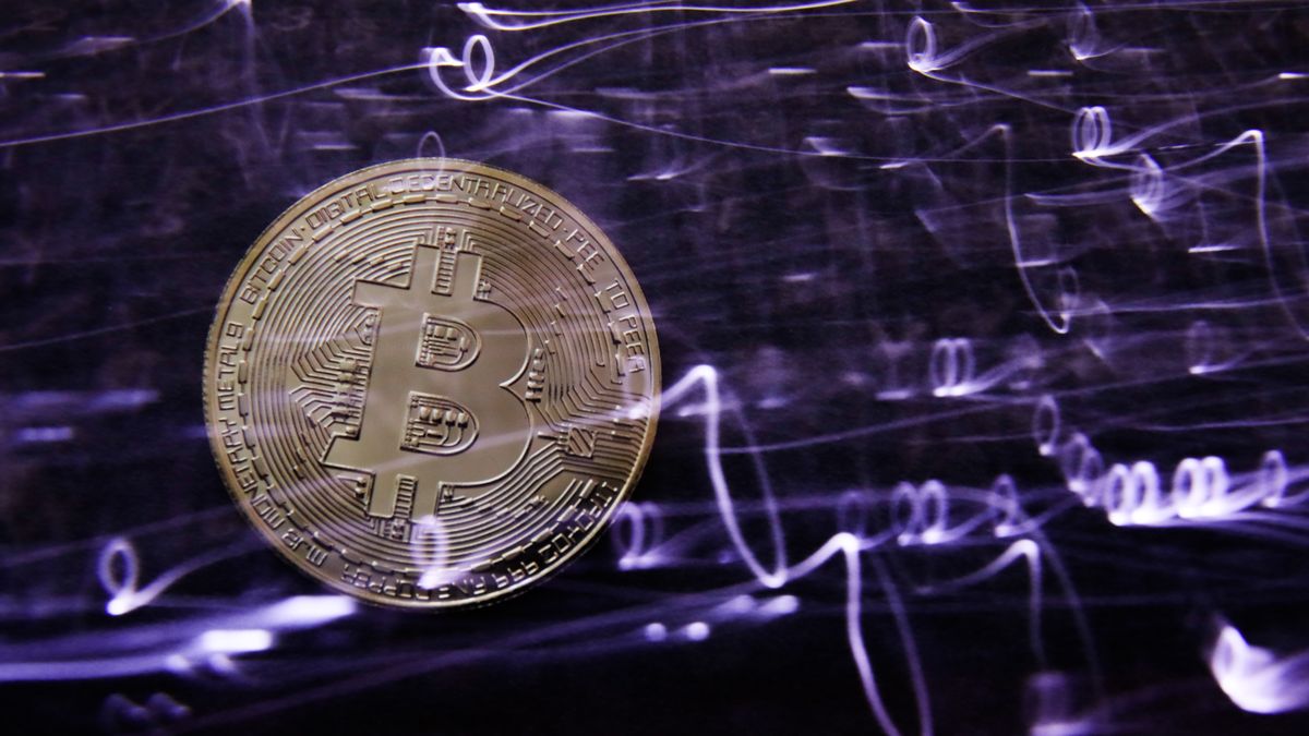 Representation of the Bitcoin cryptocurrency  is seen in this multiple exposure illustration photo taken in Poland on June 17, 2020 (Photo Illustration by Jakub Porzycki/NurPhoto via Getty Images)