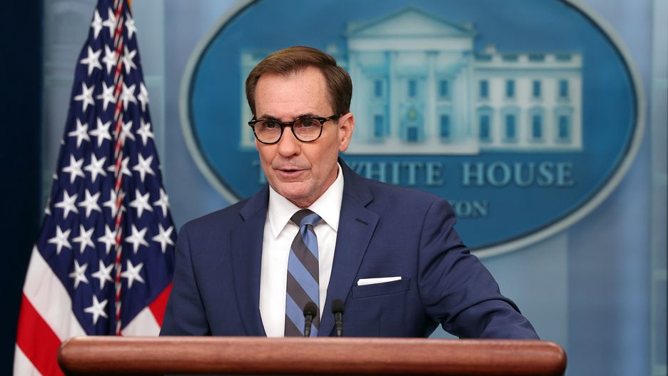 WASHINGTON, DC - NOVEMBER 28: John Kirby, Coordinator for Strategic Communications at the National Security Council in the White House, speaks during a press briefing at the White House on November 28, 2022 in Washington, DC. The briefing was held to preview French President Emmanuel Macron's state visit later this week. (Photo by Kevin Dietsch/Getty Images)