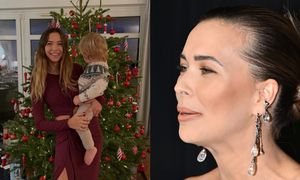 Odstawiona Sandra Kubicka pozuje z synem przy choince: "Nasze drugie wspólne święta" Nie zabrakło też matchy... (FOTO)
