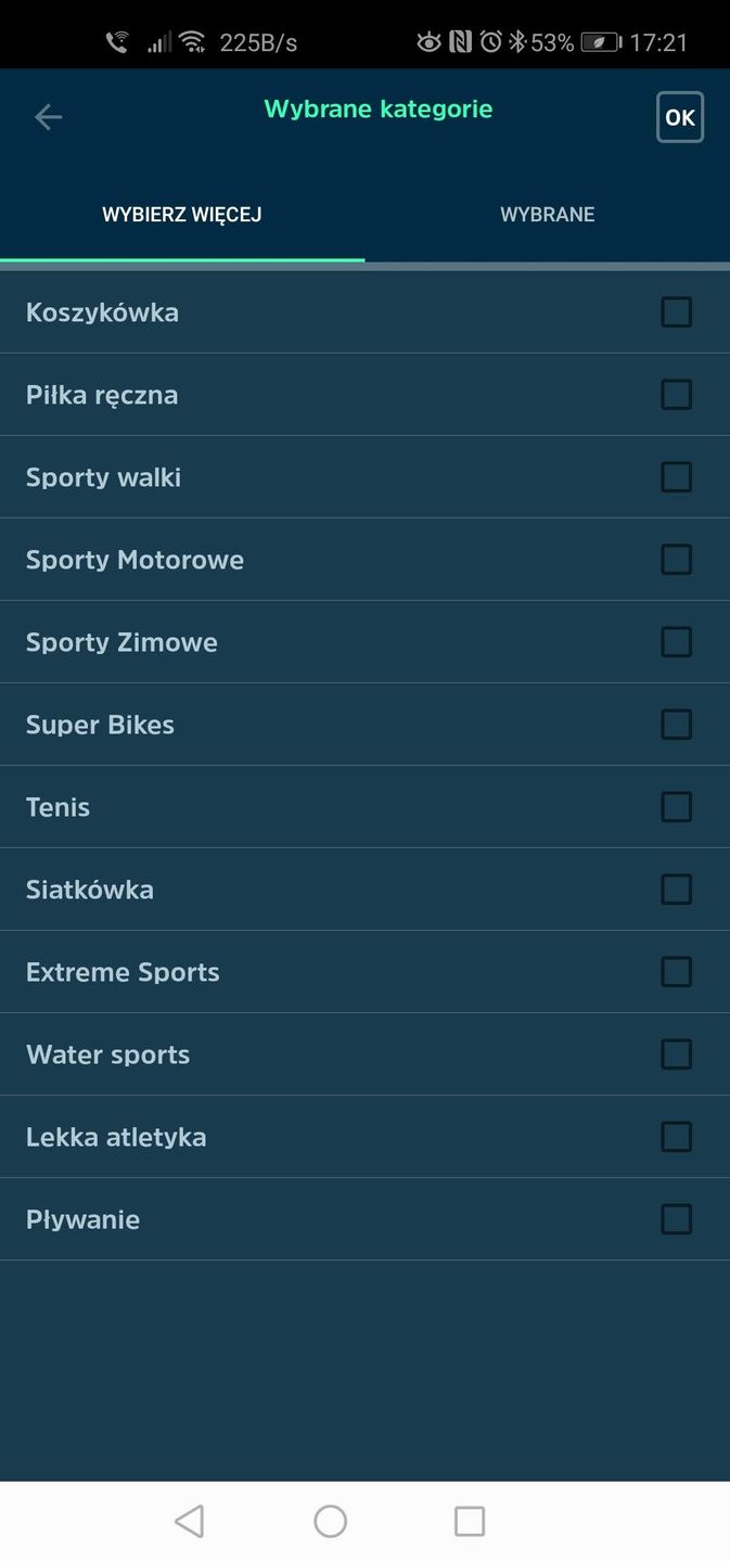 Podkategorie sportów