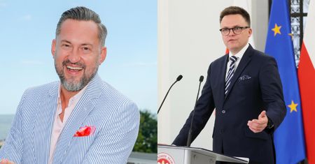 Marcin Prokop pokazał ARCHIWALNE zdjęcie z Szymonem Hołownią w samym szlafroku. "Marszałek na swym rumaku"