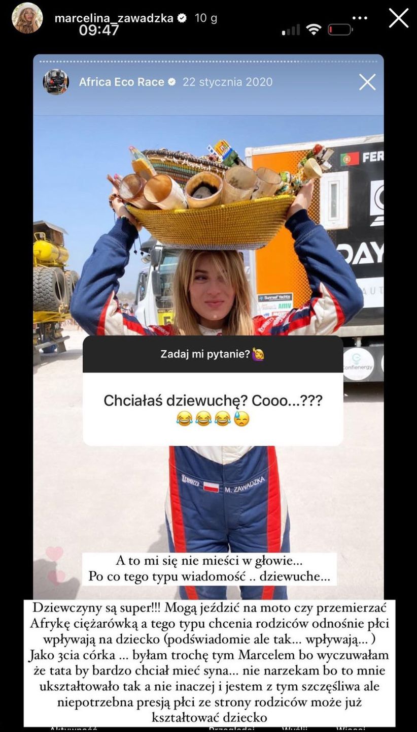 Marcelina Zawadzka odpowiada na komentarz odnośnie płci dziecka