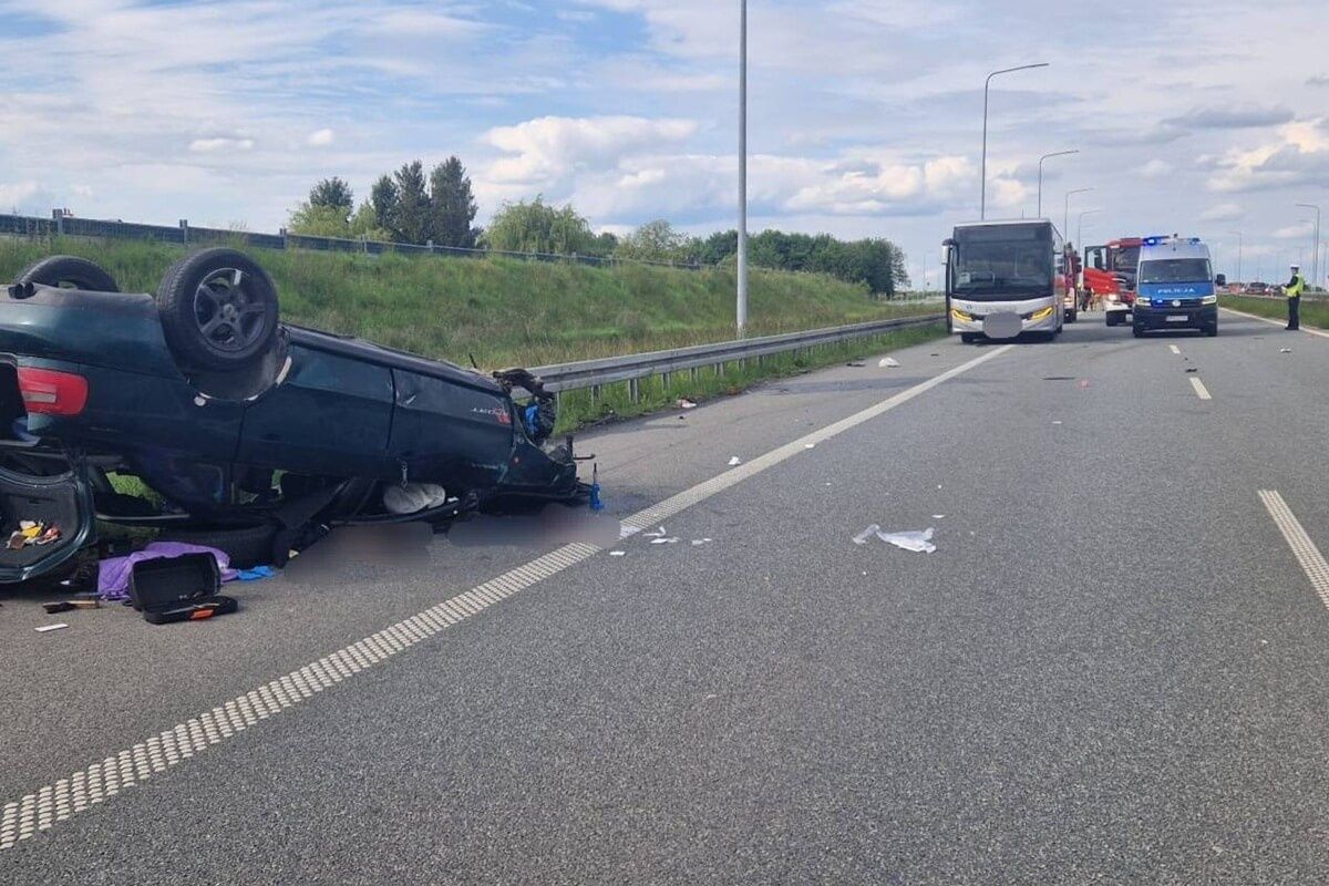 Dachowanie audi na S19 w Zemborzycach Tereszyńskich