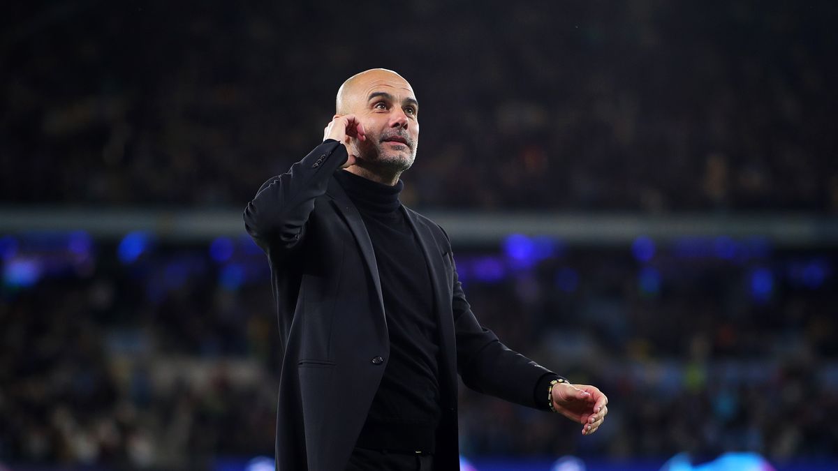 MANCHESTER, ENGLAND - MAY 17: Pep Guardiola, Manager of Manchester City, looks on during the UEFA Champions League semi-final second leg match between Manchester City FC and Real Madrid at Etihad Stadium on May 17, 2023 in Manchester, England. (Photo by Isaac Parkin - MCFC/Manchester City FC via Getty Images)