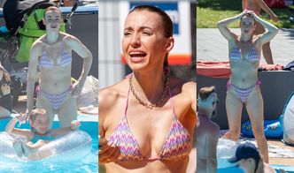 Marianna Schreiber w fikuśnym bikini pluska się z córką w miejskim basenie i tłumaczy: "Nie prowadzę wystawnego życia" (ZDJĘCIA)