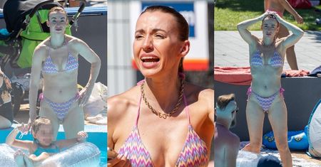 Marianna Schreiber w fikuśnym bikini pluska się z córką w miejskim basenie i tłumaczy: "Nie prowadzę wystawnego życia" (ZDJĘCIA)