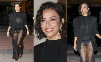 Wyzwolona Eva Longoria świeci majtkami w prześwitującej spódnicy na otwarciu restauracji w Madrycie (ZDJĘCIA)