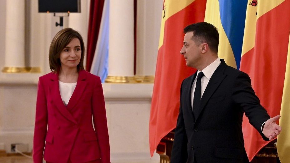 Prezydent Mołdawii Maia Sandu i prezydent Ukrainy Wołodymyr Zełenski 