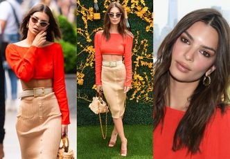 Odpicowana Emily Ratajkowski chwali się wąską talią na imprezie szampana