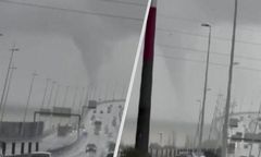 Wirujący lej uchwycony w Lizbonie. Związany jest z Nelsonem