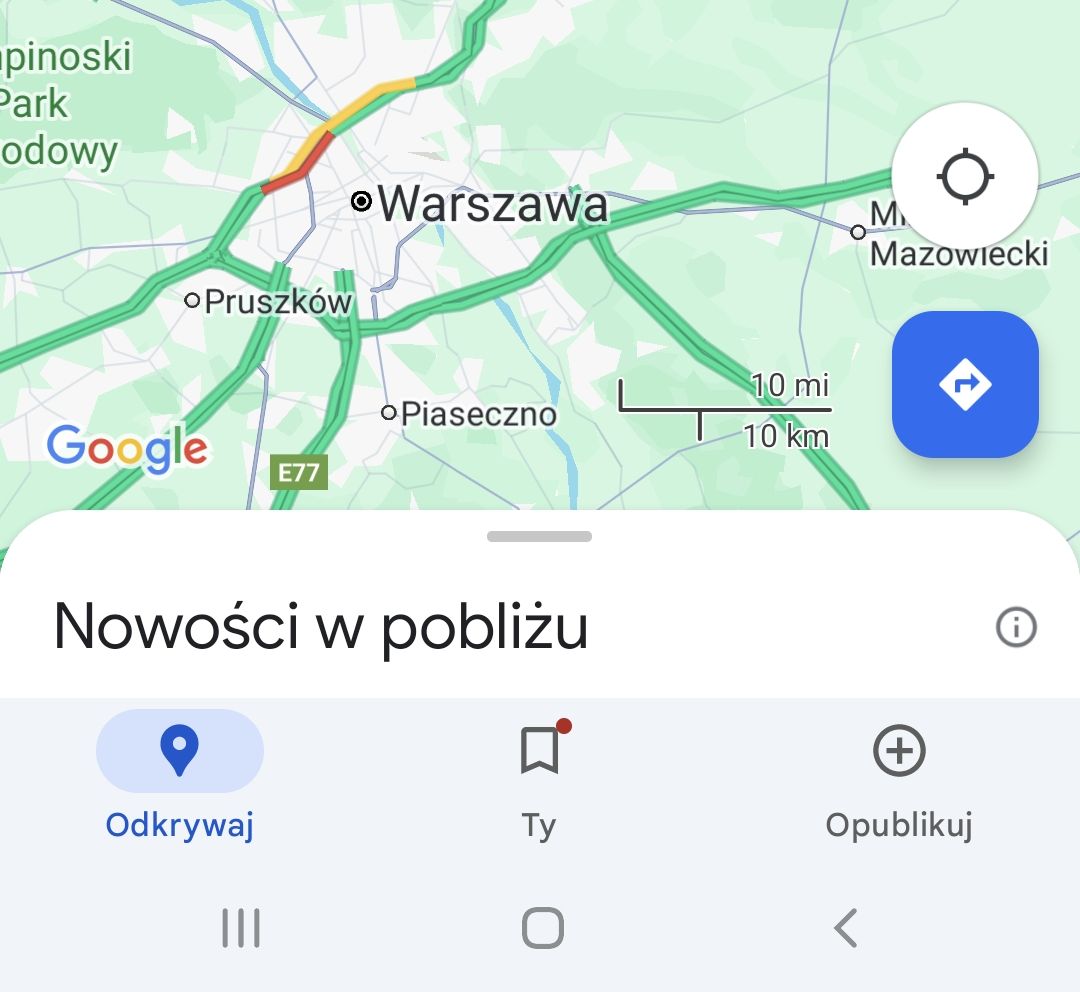 Nowy pasek funkcji w Google Maps