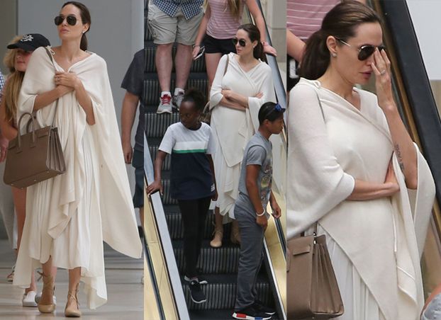 Angelina Jolie z dziećmi w centrum handlowym. Przytyła? (ZDJĘCIA)