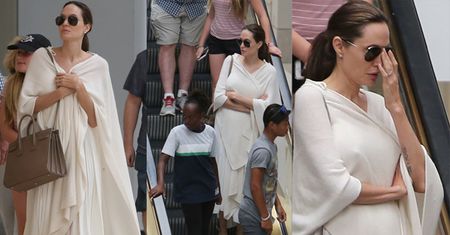 Angelina Jolie z dziećmi w centrum handlowym. Przytyła? (ZDJĘCIA)