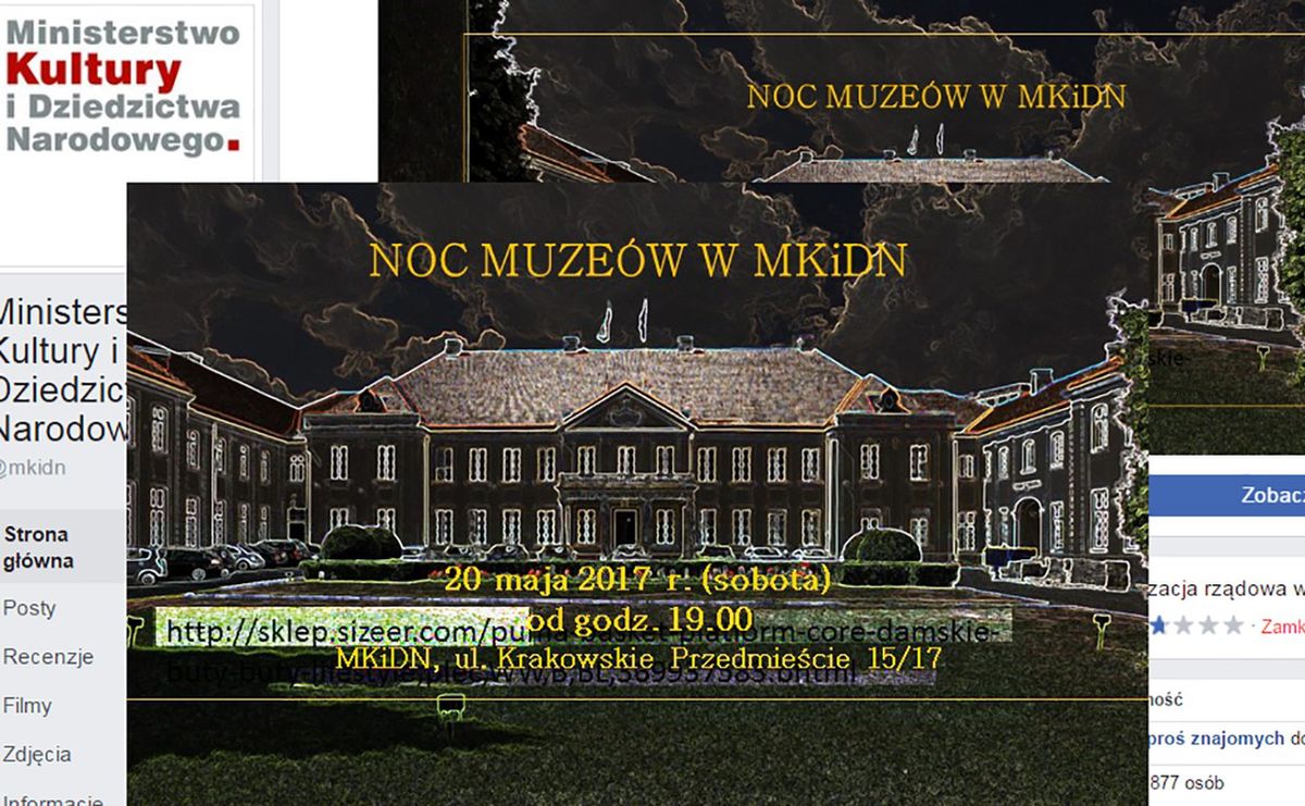 Kolejna wpadka Ministerstwa Kultury. Urzędnicy zapraszają na Noc Muzeów reklamując sklep obuwniczy