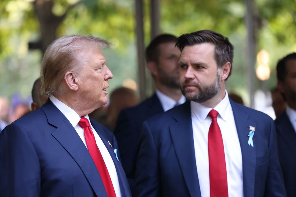 New York City Marks 23rd Anniversary Of September 11, 2001 Attacks
NEW YORK, NEW YORK - SEPTEMBER 11: Republican presidential nominee, former U.S. President Donald Trump and Republican vice presidential nominee, U.S. Sen. J.D. Vance (R-OH) joined family and friends at Ground Zero honoring the lives of those lost on the 23rd anniversary of the terror attacks of September 11, 2001, at the World Trade Center on September 11, 2024 in New York City. Trump was making the visit to the site of terror attacks that killed nearly 3,000 people. (Photo by Michael M. Santiago/Getty Images)
Michael M. Santiago